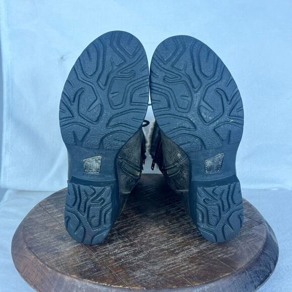 BORN Boots Women's Size 7.5 Zuniga Brown Distressed Leather Moto Winter Wool - Picture 6 of 14